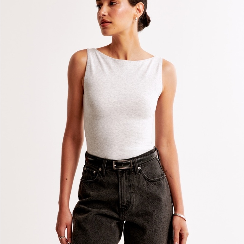 Cotton-Blend Seamless Fabric Boatneck Top